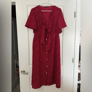 SHEIN Red and White Polka Dot Maxi Dress